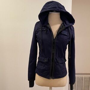 Billabong Y2K Dark Blue Hooded Utility Jacket